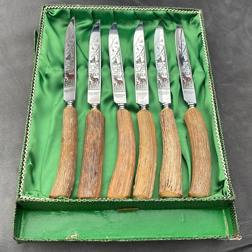 Vintage Anton Wingen Jr Etched Steak Knives.